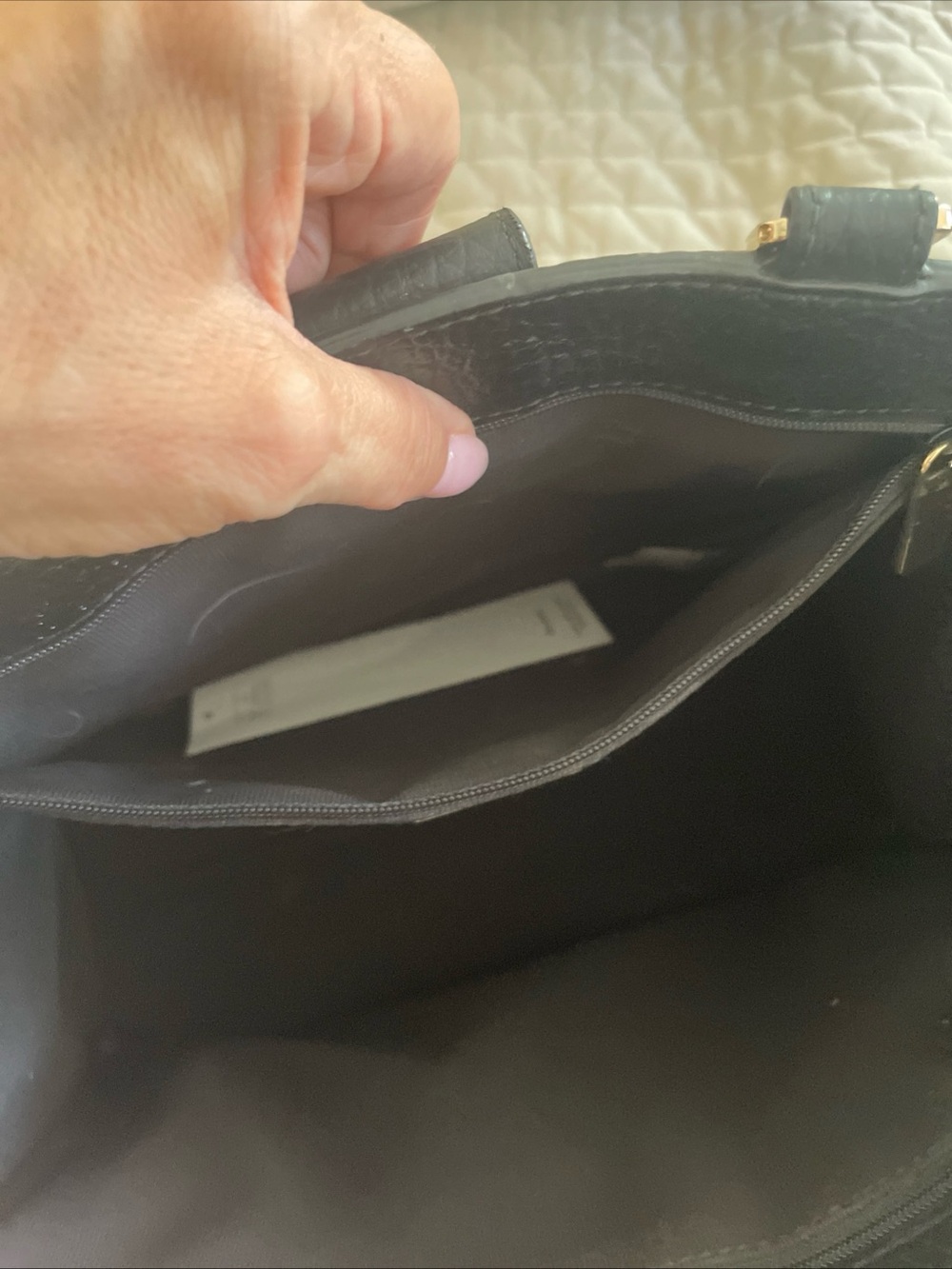 Furla Black Pebbled Leather Satchel with Gold Buckle - Picture 14 of 16